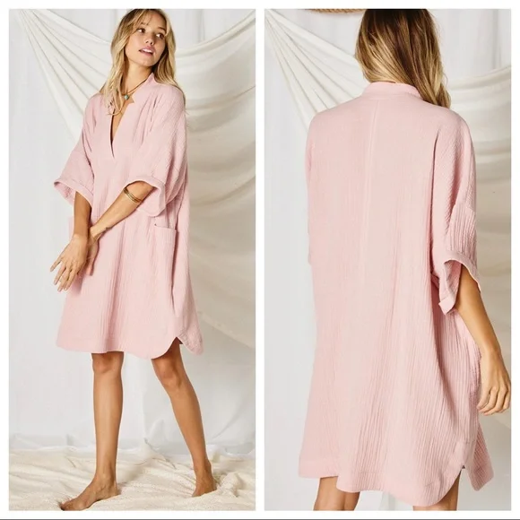 34 Perfect 100% Cotton Gauze Shirt Dress - Picture 2 of 4